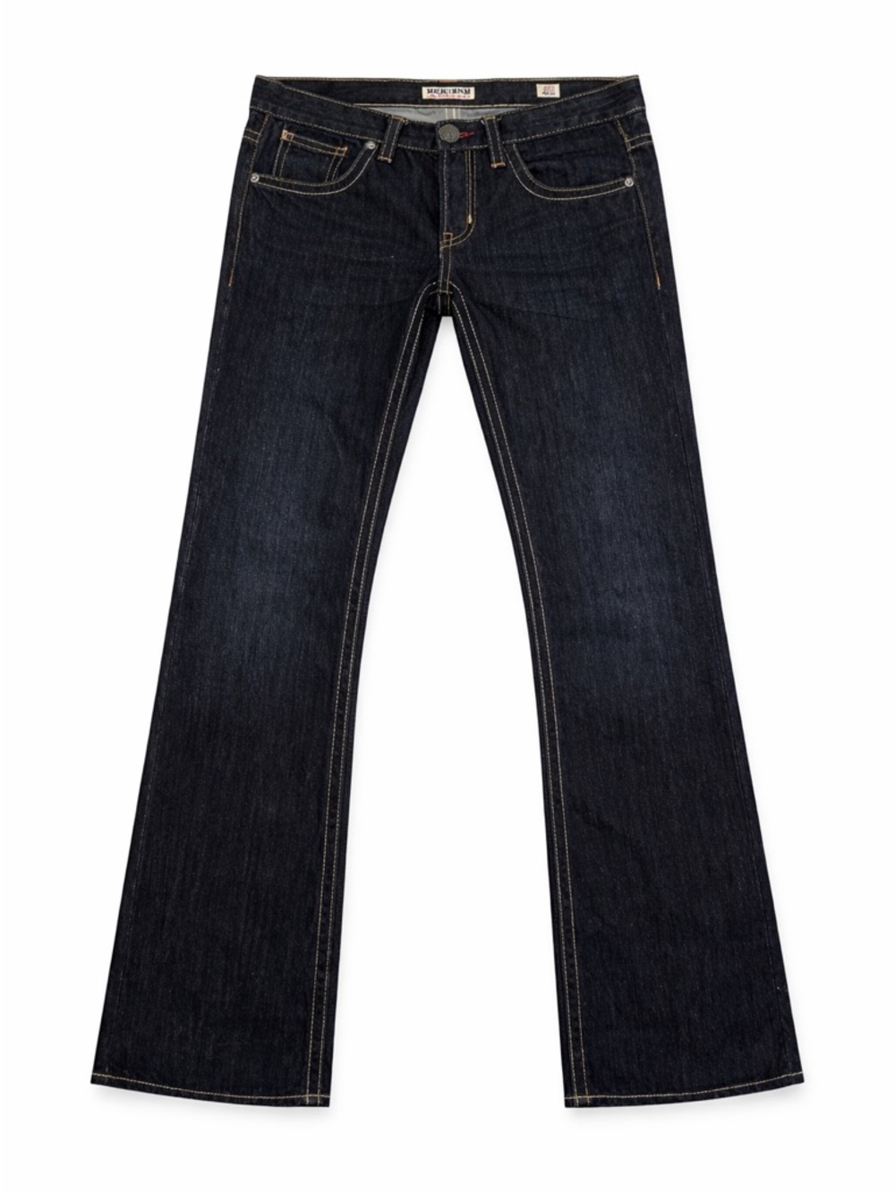 MEK Denim Jeans Mens Dark Wash Straight Fit Button Fly Embroidered Back Pocket